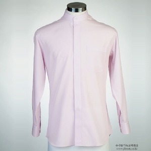 목회자셔츠. 차이나셔츠-핑크 긴소매