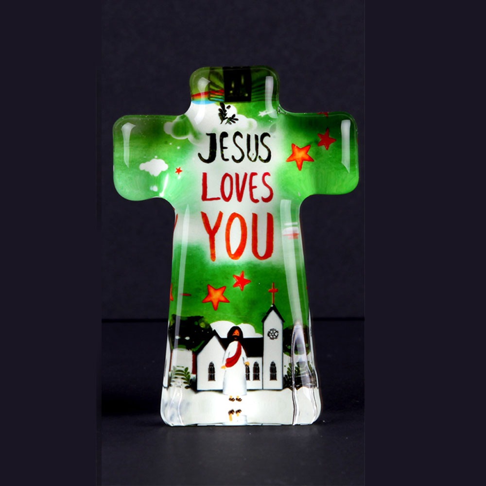 야광탁상크리스탈십자가 - Jesus Loves You 65*95cm