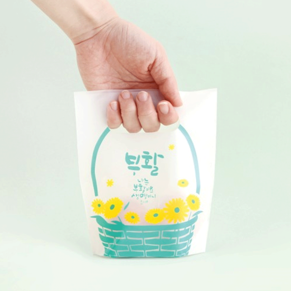 그레이스벨 부활절 2구 친환경 손잡이 비닐(10매) - 민트바구니1106