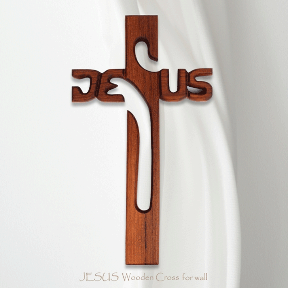 티크 JESUS 벽걸이십자가 (10개이상 교회명인쇄)