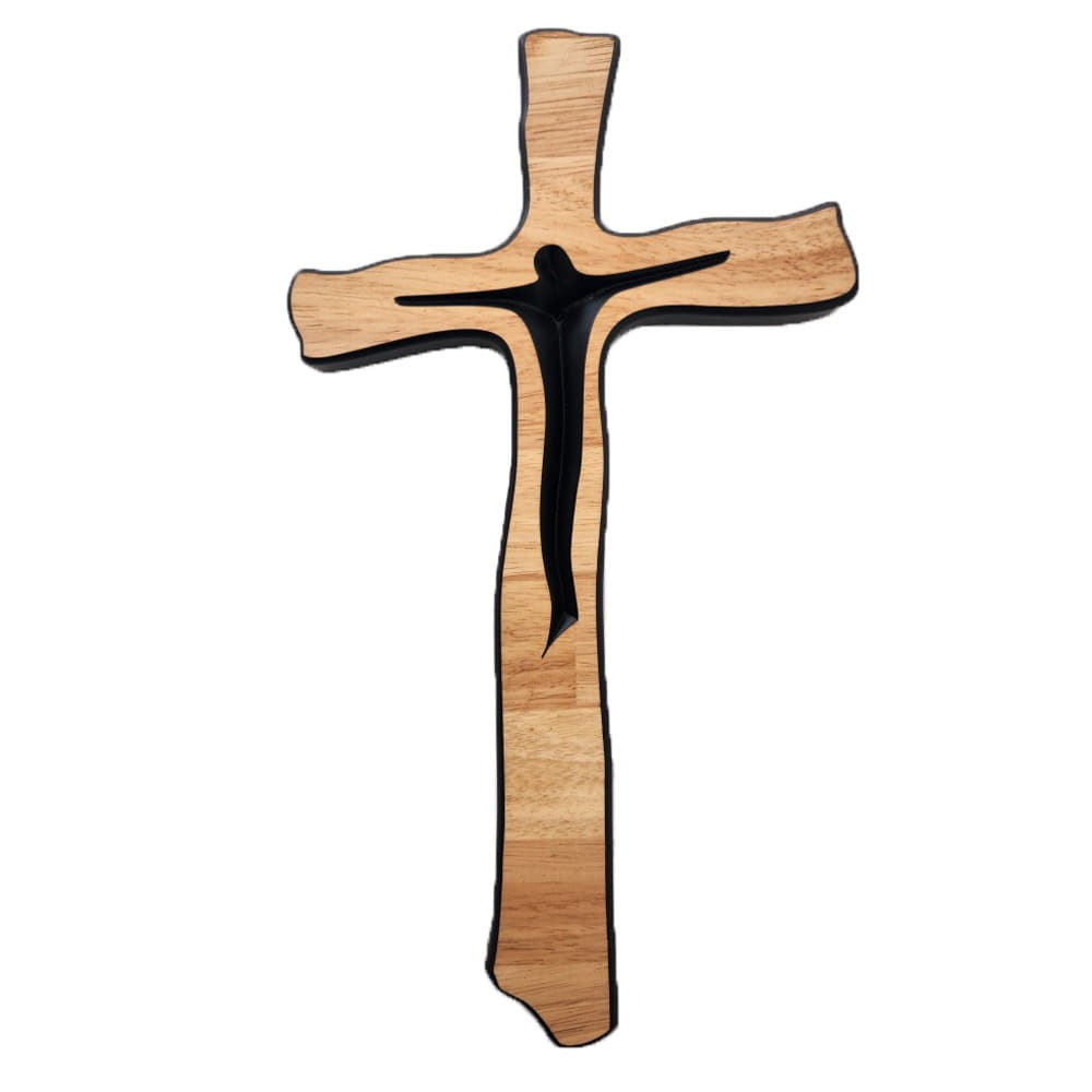 [벽걸이원목십자가] 투톤라인십자가-예수님 (가로 335 세로 180mm)